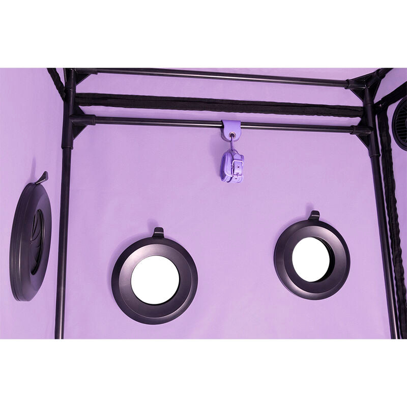 SECRET DOME Cabine BDSM Portátil Escândalo Roxo com iluminação LED e sistema de contenção