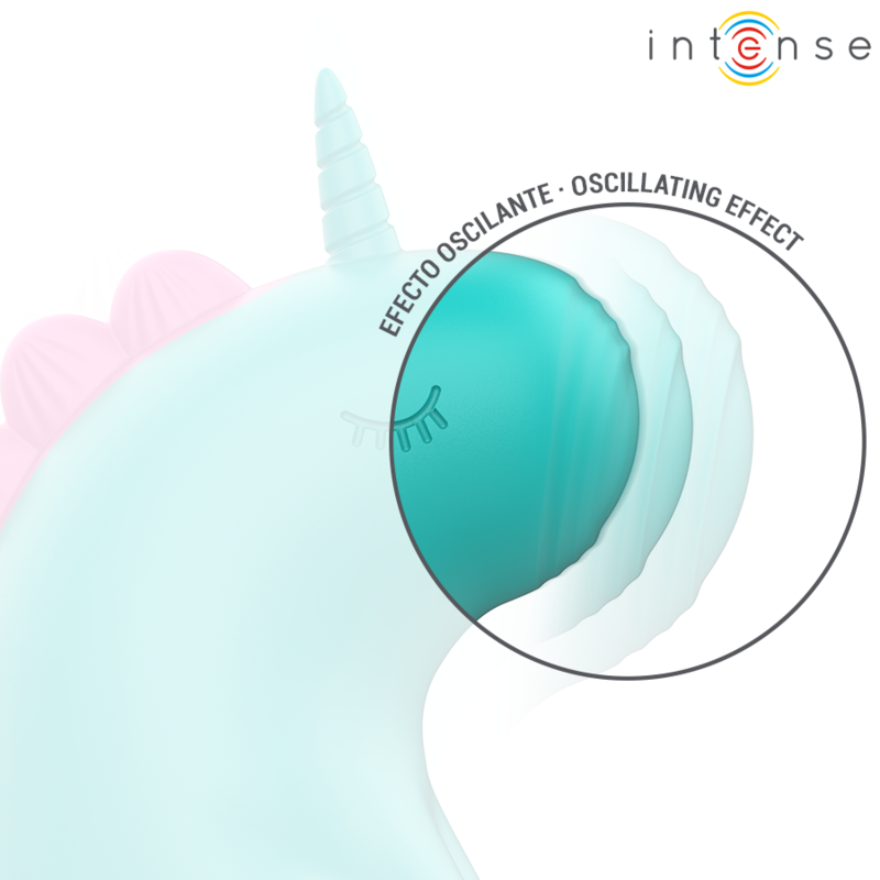 INTENSE Estimulador Clitoriano TRIXIE Unicórnio vibrador, mostrando design lúdico e detalhes em verde.