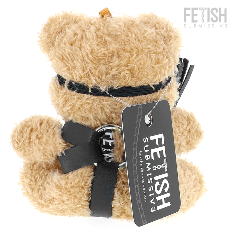 Urso de pelúcia BDSM Ted da FETISH SUBMISSIVE com chicote, máscara e arnês de couro.
