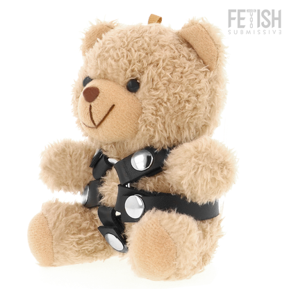 Urso de pelúcia BDSM Bongo da FETISH SUBMISSIVE com arreio de argola e acessórios.