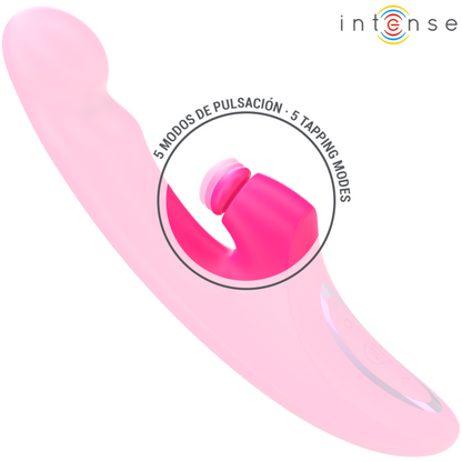 Vibrador INTENSE EMI Multifuncional 3 em 1 Rosa 13.5cm com 10 vibrações, de silicone seguro para o corpo e recarregável por USB.