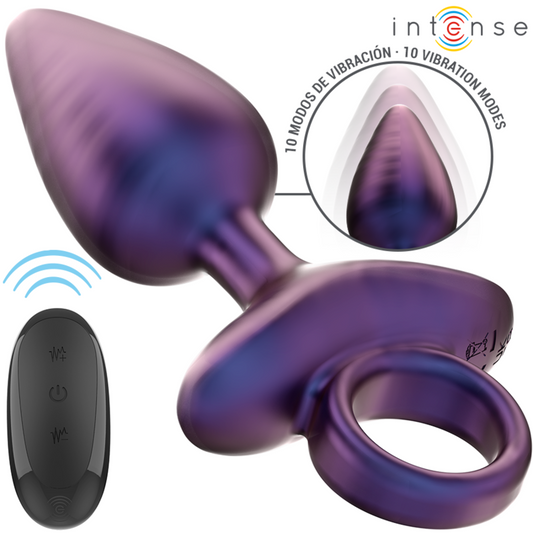 Close-up do Vibrador Anal Plug INTENSE Michael com Controle Remoto, destacando seu design ergonômico e material de silicone.