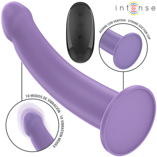 Vibrador INTENSE Eddie roxo com controlo remoto, feito de silicone macio e com design ergonómico.