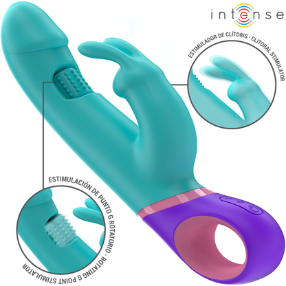 INTENSE Monica Vibrador Rabbit com Estimulador G-Spot Rotativo Azul