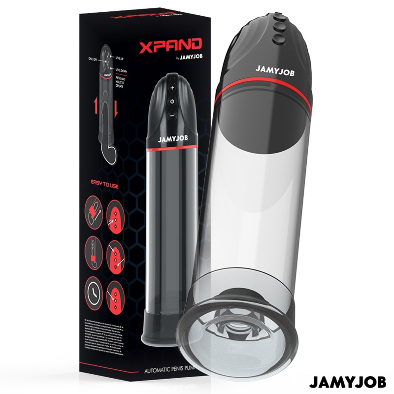 JAMYJOB Bomba Peniana Automática XPAND 3 Níveis Sucção Cinza para aumento e desempenho masculino.