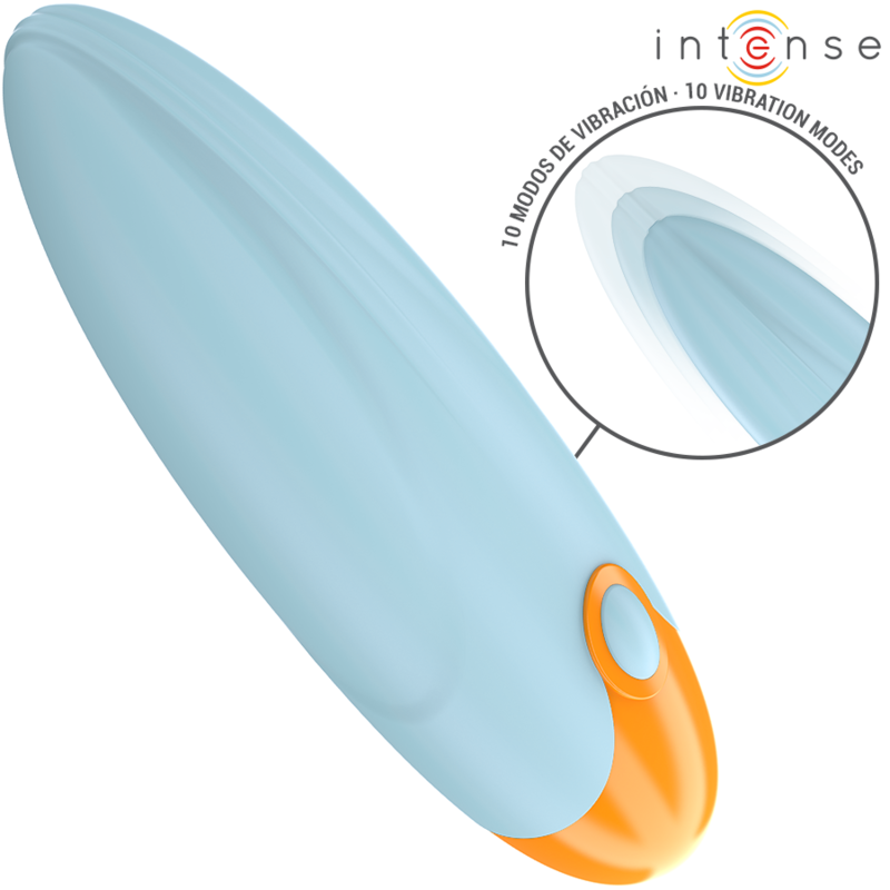 Bala vibratória INTENSE Mike Azul recarregável com 10 funções