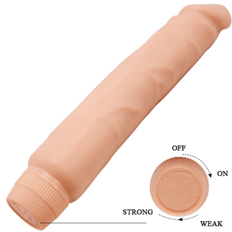 Detalhe do Vibrador Realista Jack BAILE 26 CM com vibração, mostrando a textura e formato.
