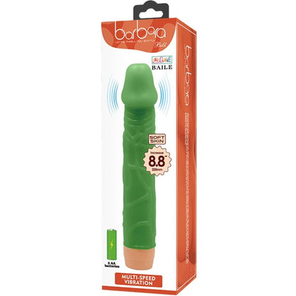 Close-up do Vibrador Realista BAILE Bill 22,5 cm Verde, mostrando a textura e o design realista.