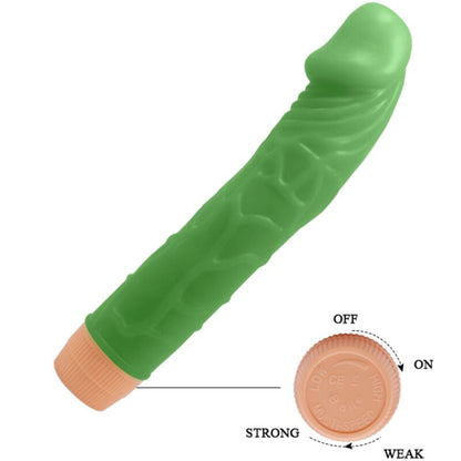 Close-up do Vibrador Realista BAILE Bill 22,5 cm Verde, mostrando a textura e o design realista.