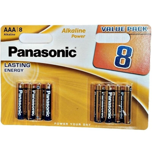 Bateria Alcalina AAA LR03 Panasonic Blister com 8 unidades para dispositivos eletrónicos