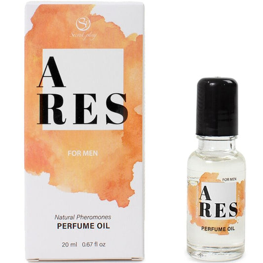 SECRETPLAY Perfume Ares Feromonas em Óleo para Homens 20 ML, frasco roll-on e embalagem