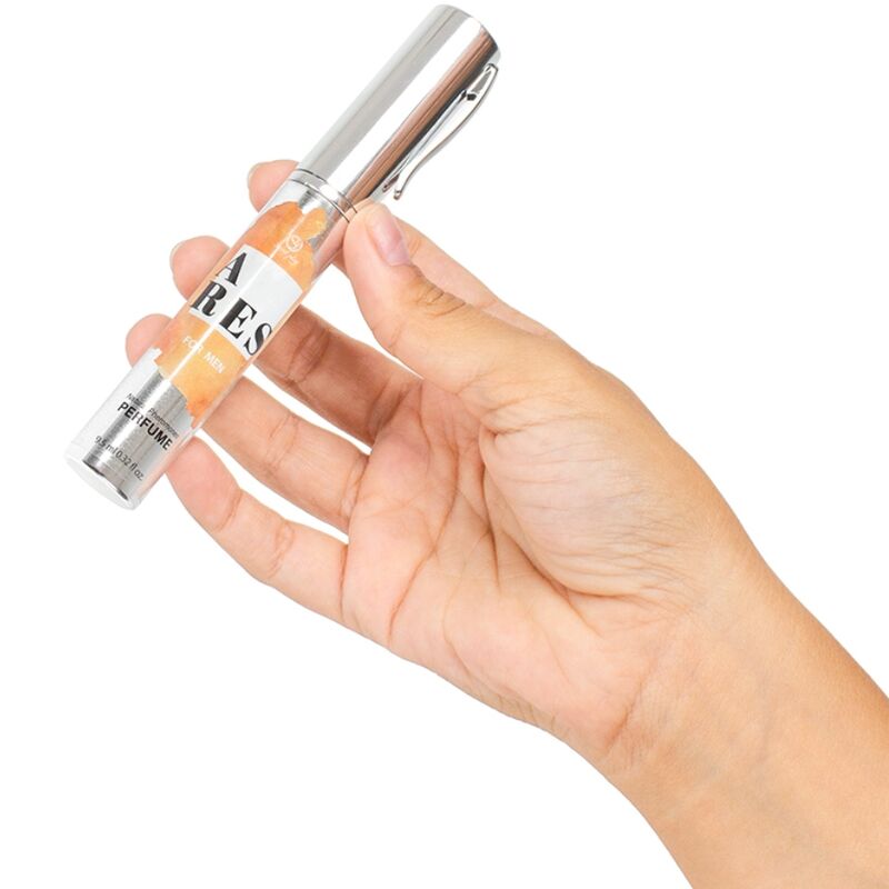 Frasco de perfume SECRETPLAY Ares 10 ML com feromonas naturais para homens.