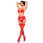 Chilirose – Conjunto Sutiã de Renda Vermelha, Tanga e Meias CR 4848