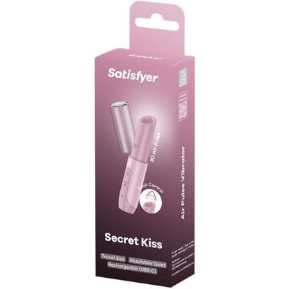 Close-up do Satisfyer Estimulador Clitoriano Secret Kiss Wave Rosa, mostrando seu design compacto e elegante.