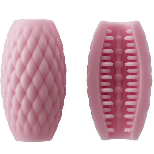Close-up do Masturbador Masculino PRETTY LOVE Athena Eros Rosa, mostrando a sua textura e design de entrada dupla.