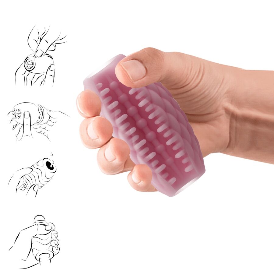 Close-up do Masturbador Masculino PRETTY LOVE Athena Eros Rosa, mostrando a sua textura e design de entrada dupla.