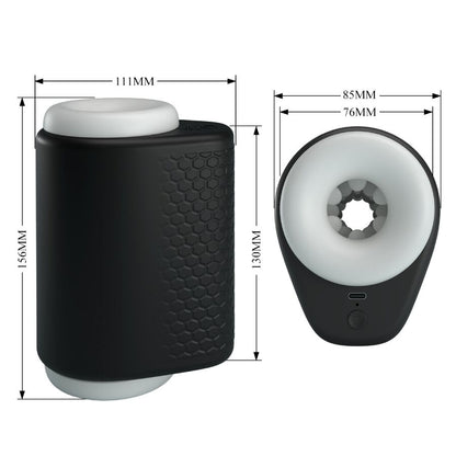 Masturbador masculino vibratório PRETTY LOVE DJ Girl em preto, com detalhes de textura.