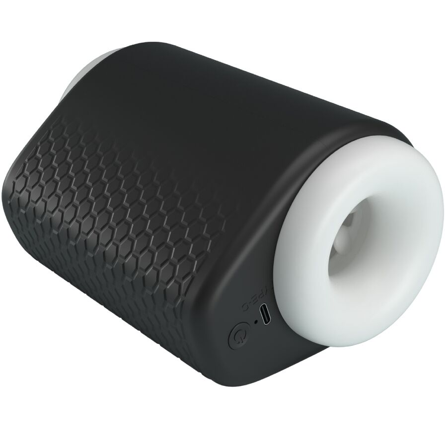 Masturbador masculino vibratório PRETTY LOVE DJ Girl em preto, com detalhes de textura.