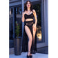 Chilirose – Conjunto Saia, Top e Tanga Preta com Correntes Douradas CR 4672