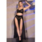 Chilirose – Conjunto Saia, Top e Tanga Preta com Correntes Douradas CR 4672
