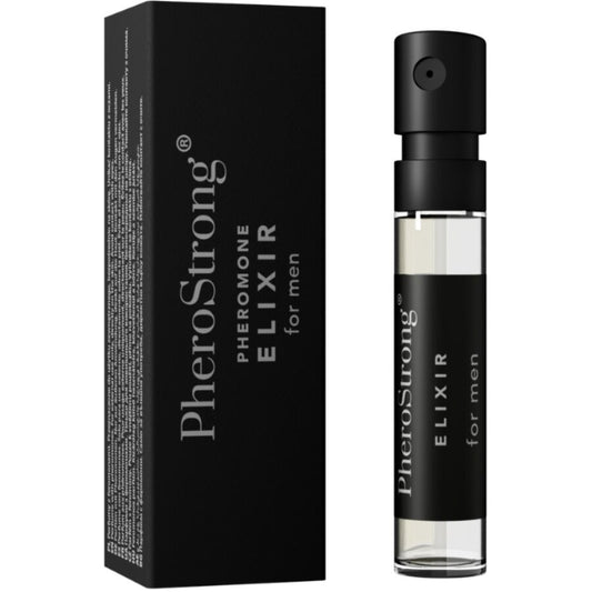 Frasco do PheroStrong Elixir de Feromônios para Homens 2 ML, destacando sua embalagem premium e volume.