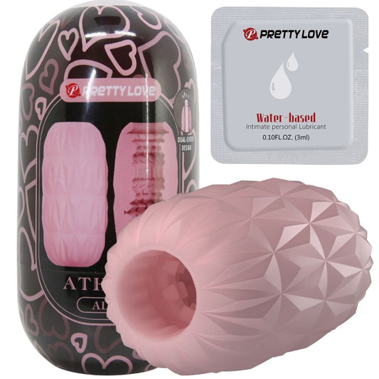 Close-up do Masturbador Masculino PRETTY LOVE ATHENA Alice Rosa mostrando suas texturas flexíveis e design compacto.