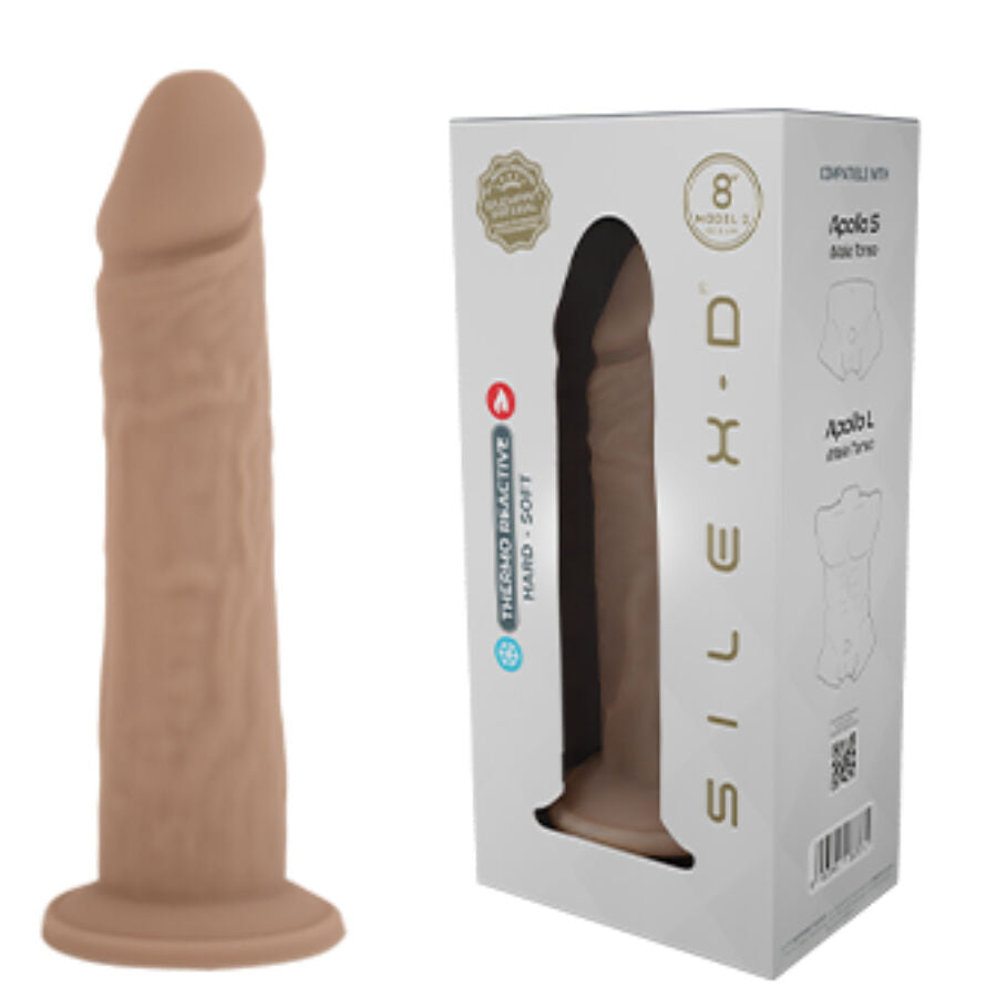 SILEXD Dildo Realista Modelo 8 em silicone líquido termo-reativo, textura detalhada e cor natural.
