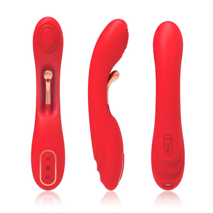 Vibrador ARMONY com língua oscilante e estimulação do ponto G em silicone vermelho.