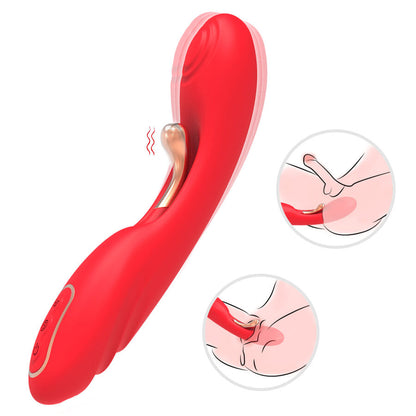 Vibrador ARMONY com língua oscilante e estimulação do ponto G em silicone vermelho.