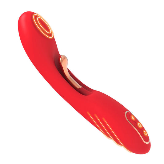 Vibrador ARMONY com língua oscilante e estimulação do ponto G em silicone vermelho.