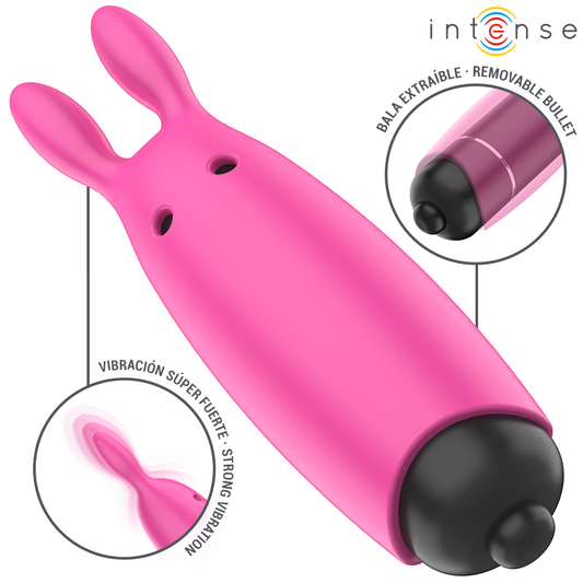 INTENSE Bala Vibratória Hopper Rosa 8.3cm, mostrando o design compacto e a textura de silicone suave.