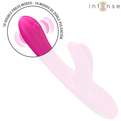 Vibrador rabbit INTENSE Britney de 23cm rosa, com triplo motor e design ergonómico para dupla estimulação.