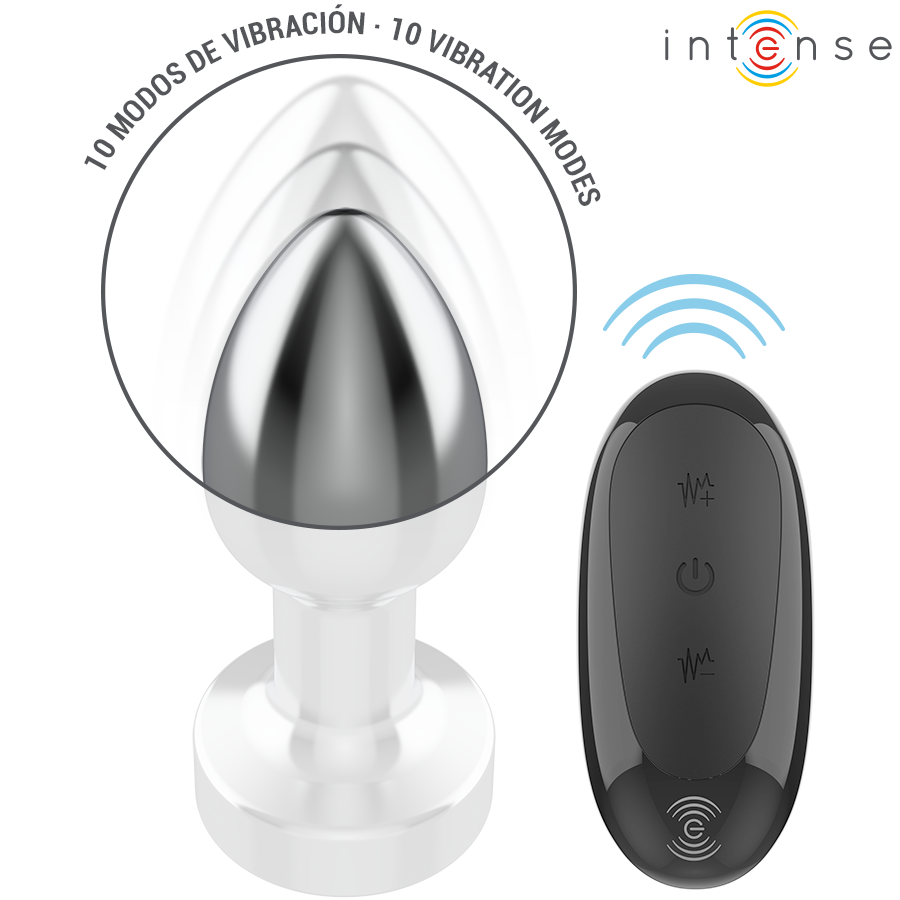 INTENSE Plug Anal Vibratório Metal com Controle Remoto S, destacando o design elegante e material.
