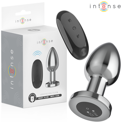 INTENSE Plug Anal Vibratório Metal com Controle Remoto L, design elegante e funcionalidades de prazer.