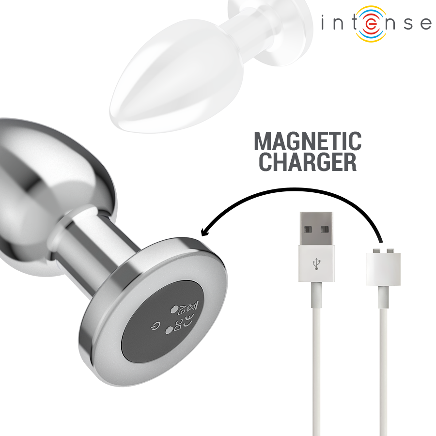INTENSE Plug Anal Vibratório Metal com Controle Remoto L, design elegante e funcionalidades de prazer.