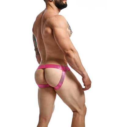 DNGEON Jockstrap com Argolas e Bojo Rosa Tamanho Único, vista detalhada do design e material