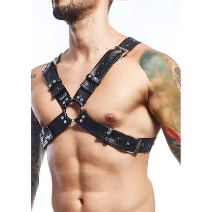 Cinto de Arreio MOB Dngeon Preto em couro sintético, ideal para momentos íntimos e jogos BDSM.