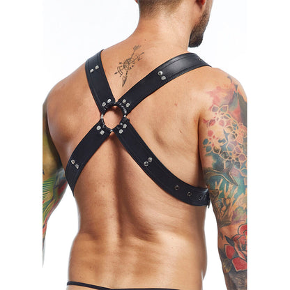 Cinto de Arreio MOB Dngeon Preto em couro sintético, ideal para momentos íntimos e jogos BDSM.