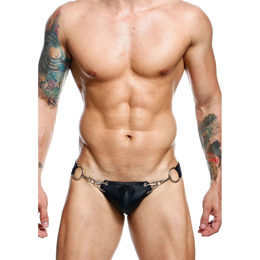 MaleBasics Jockstrap Dngeon Couro Sintético Preto com detalhes de corrente