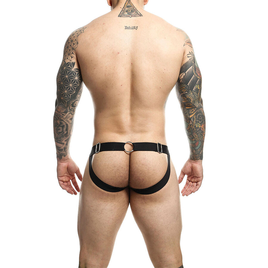Detalhe do Jockstrap MOB DNGEON Vermelho com Correntes e suporte atlético