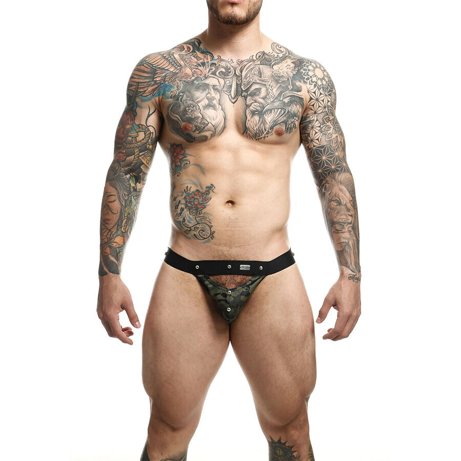 Jockstrap Sportsman Verde MOB - DNGEON, exibindo o design desportivo e sexy.