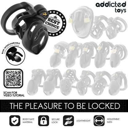 Gaiola de castidade ADDICTED TOYS Locked com anéis e dilatador uretral.