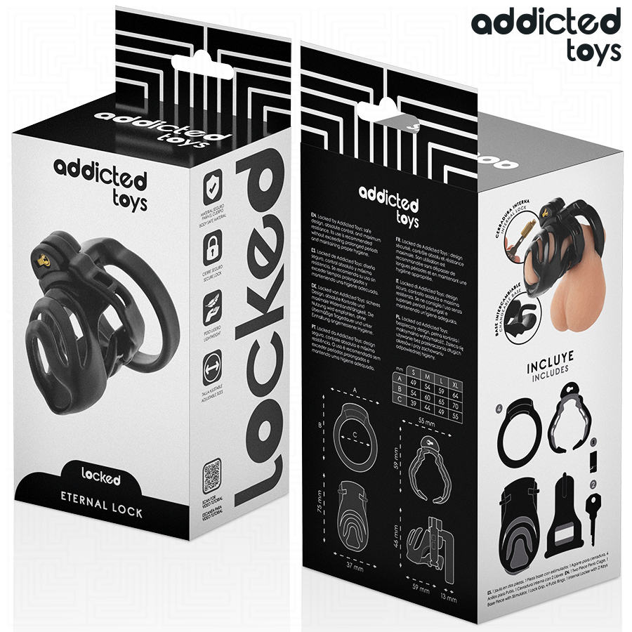 Gaiola de castidade ADDICTED TOYS Locked com anéis e dilatador uretral.