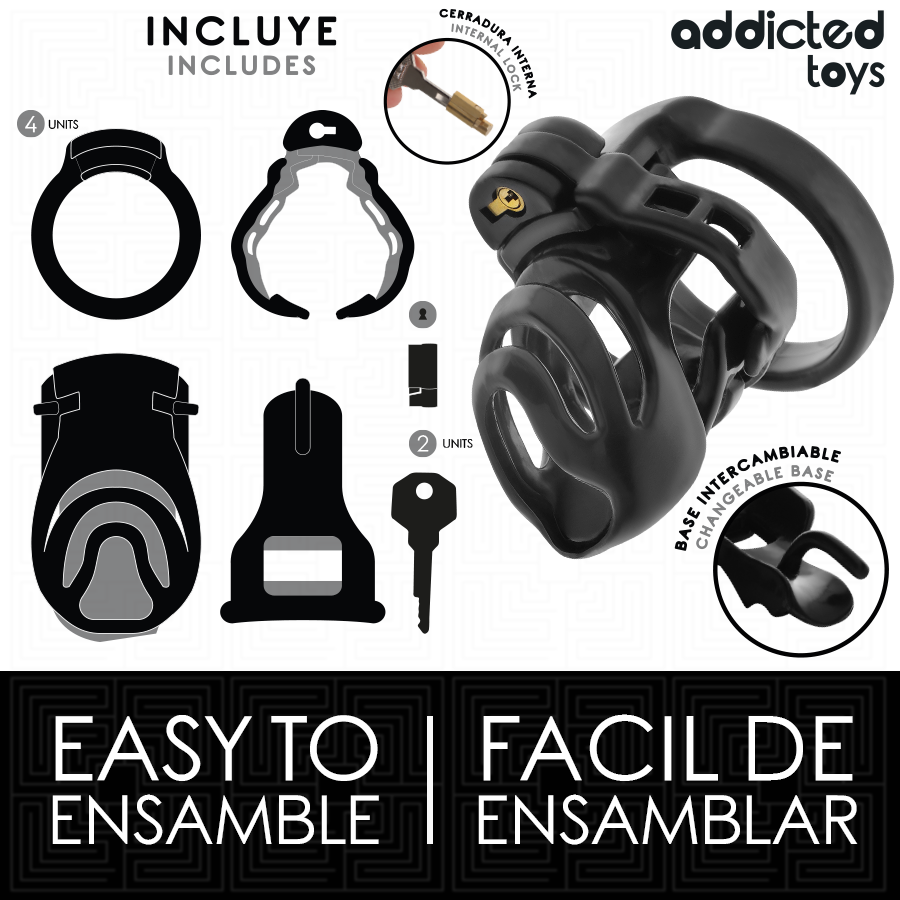Gaiola de castidade ADDICTED TOYS Locked com anéis e dilatador uretral.