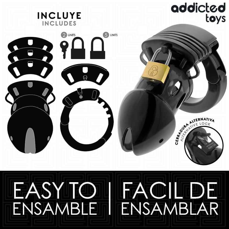 Gaiola de Castidade Masculina ADDICTED TOYS LOCKED Dephhs 7,5 cm com anel ajustável.