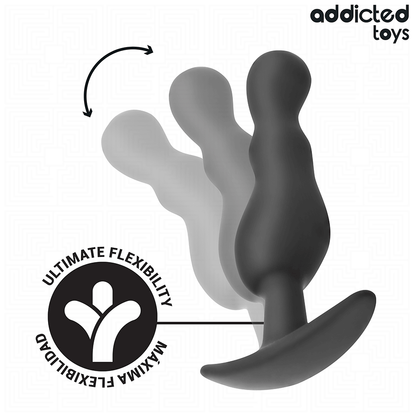 Conjunto de 3 plugs anais Addicted Toys em silicone, com tamanhos variados e design ondulado ergonómico para estimulação progressiva.