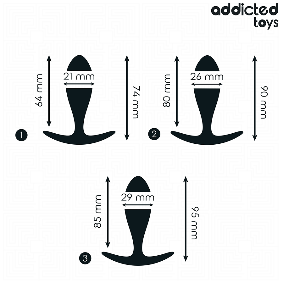 Conjunto de 3 Plugs Anais Progressivos ADDICTED TOYS em silicone hipoalergénico.