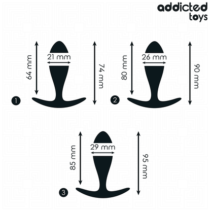 Conjunto de 3 Plugs Anais Progressivos ADDICTED TOYS em silicone hipoalergénico.