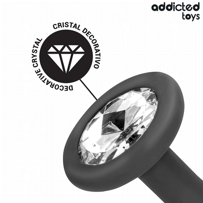 Close-up do Conjunto de 3 Plugs Anais Addicted Toys com Joia, mostrando os diferentes tamanhos e o material de silicone suave.