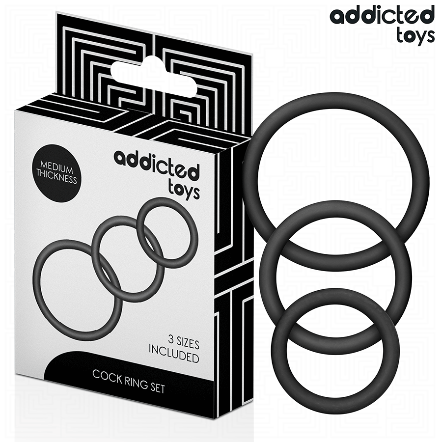 Close-up of the Addicted Toys Conjunto de Anéis Penianos de Silicone with 3 different sizes.